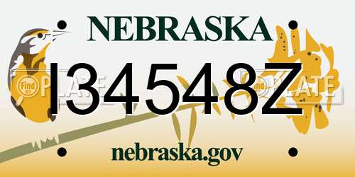 I34548Z Nebraska License Plate