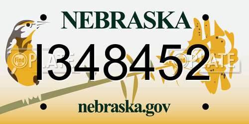 I348452 Nebraska License Plate