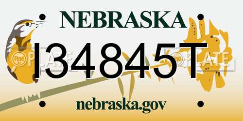 I34845T Nebraska License Plate