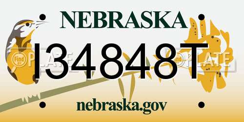 I34848T Nebraska License Plate