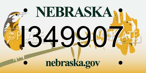 I349907 Nebraska License Plate