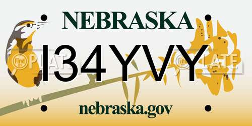 I34YVY Nebraska License Plate