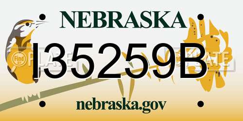 I35259B Nebraska License Plate