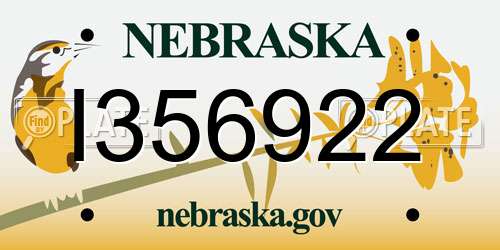 I356922 Nebraska License Plate