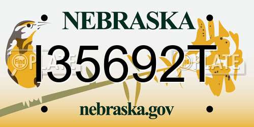 I35692T Nebraska License Plate