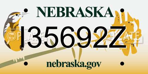 I35692Z Nebraska License Plate