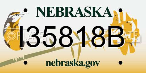 I35818B Nebraska License Plate
