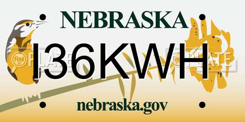 I36KWH Nebraska License Plate
