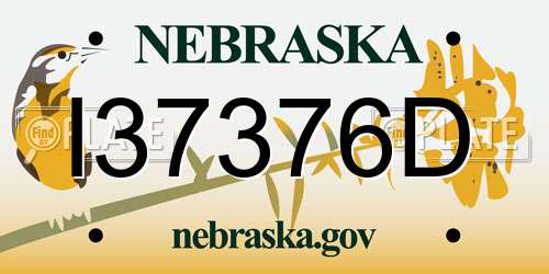 I37376D Nebraska License Plate