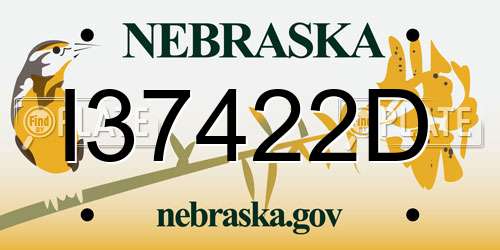 I37422D Nebraska License Plate