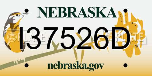 I37526D Nebraska License Plate