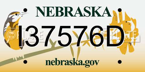 I37576D Nebraska License Plate