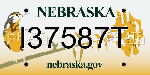 I37587T Nebraska License Plate