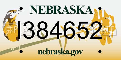 I384652 Nebraska License Plate