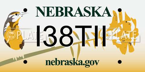 I38TII Nebraska License Plate