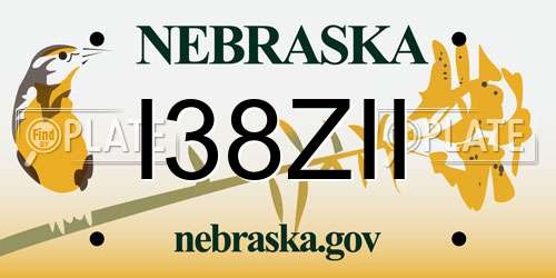 I38ZII Nebraska License Plate
