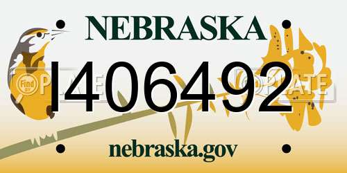I406492 Nebraska License Plate