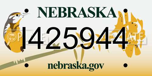 I425944 Nebraska License Plate