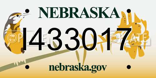 I433017 Nebraska License Plate