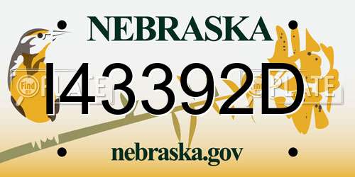 I43392D Nebraska License Plate