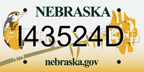 I43524D Nebraska License Plate