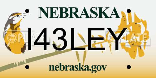 I43LEY Nebraska License Plate