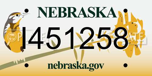 I451258 Nebraska License Plate