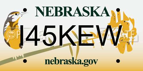 I45KEW Nebraska License Plate