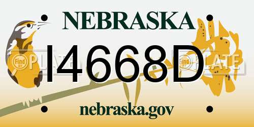 I4668D Nebraska License Plate