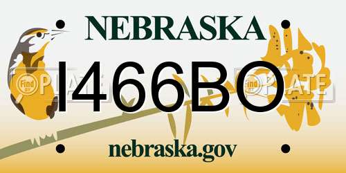 I466BO Nebraska License Plate