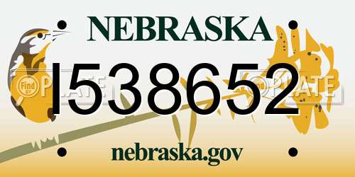 I538652 Nebraska License Plate