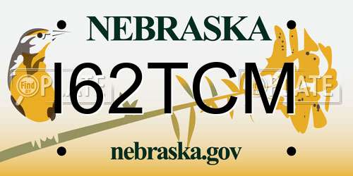 I62TCM Nebraska License Plate