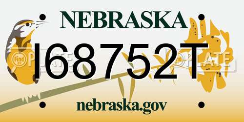I68752T Nebraska License Plate