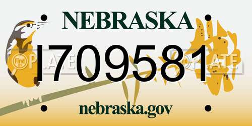 I709581 Nebraska License Plate