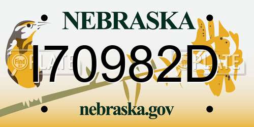 I70982D Nebraska License Plate