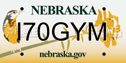I70GYM Nebraska License Plate