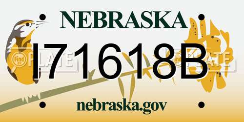 I71618B Nebraska License Plate