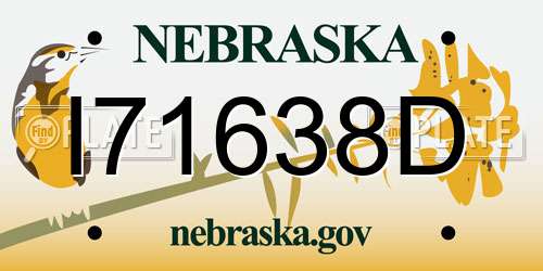 I71638D Nebraska License Plate