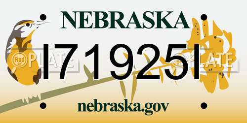 I71925I Nebraska License Plate