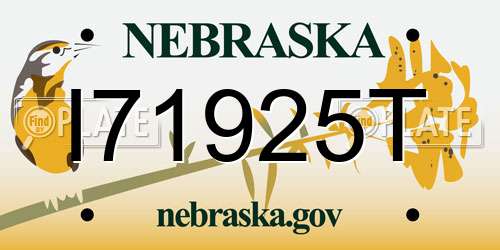 I71925T Nebraska License Plate