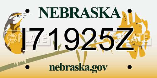 I71925Z Nebraska License Plate