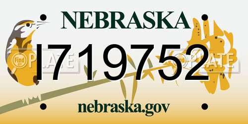 I719752 Nebraska License Plate