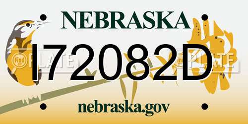 I72082D Nebraska License Plate