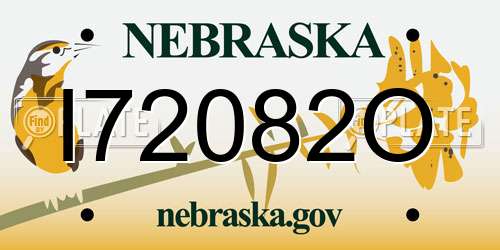 I72082O Nebraska License Plate