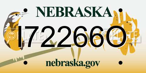 I72266O Nebraska License Plate
