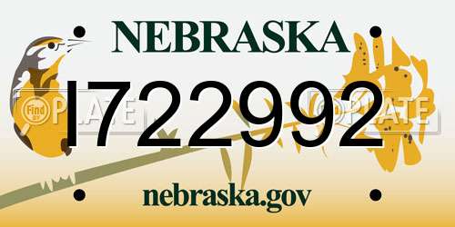 I722992 Nebraska License Plate