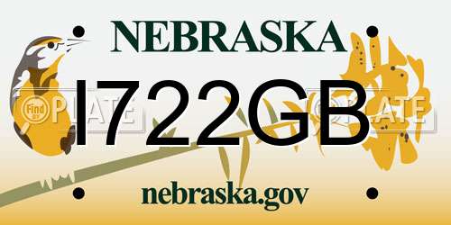 I722GB Nebraska License Plate