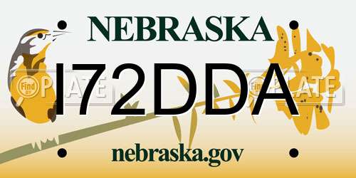 I72DDA Nebraska License Plate
