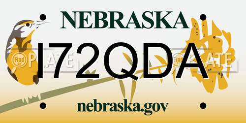 I72QDA Nebraska License Plate