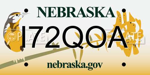 I72QOA Nebraska License Plate